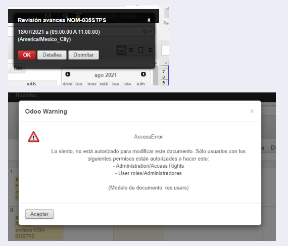 Error de calendario