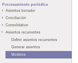 menú pólizas recurrentes